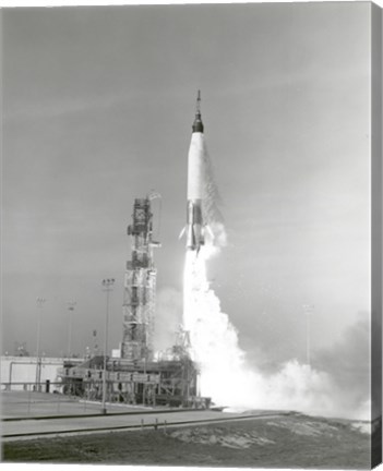 Framed NASA Project Mercury Spacecraft is test Launched from Cape Canaveral, Florida Print