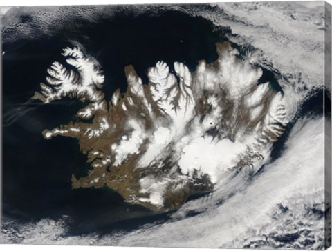 Framed Satellite view of Iceland Print