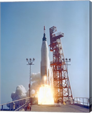 Framed Mercury-Atlas 9 lifts off from its Launch Pad at Cape Canaveral, Florida Print