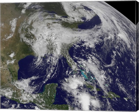 Framed Satellite view of a Low Pressure area over the United States Print