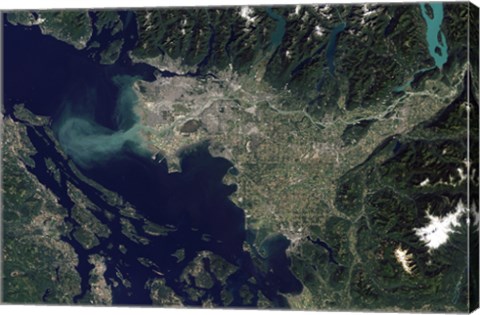 Framed Satellite view of the Frasier River, British Columbia, Canada Print