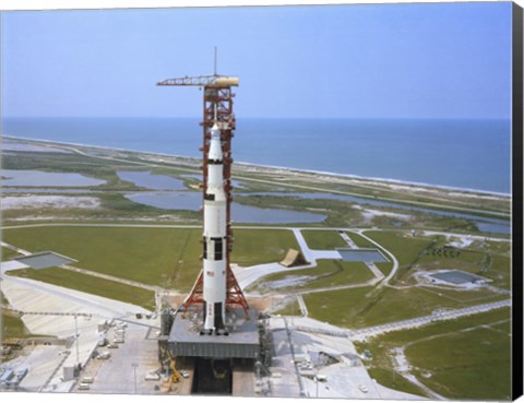 Framed Aerial view of the Apollo 15 Spacecraft on its Launch Pad Print