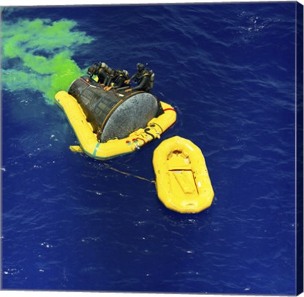 Framed US Navy Frogman Team Helps in the Recovery of the Gemini-Titan 4 spacecraft Print