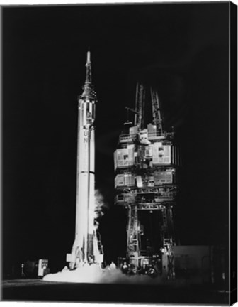 Framed Mercury-Redstone 3 Missile on Launch Pad, Cape Canaveral, Florida Print