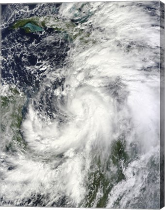 Framed Tropical Storm Sandy Hovering over the Caribbean Sea Print