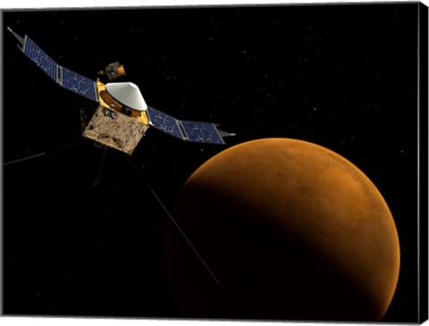 Framed Artist&#39;s Concept of NASA&#39;s MAVEN Spacecraft Print