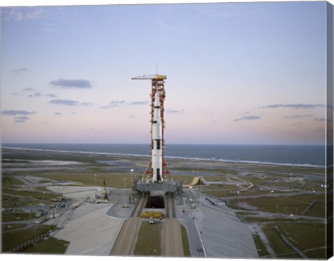 Framed High-angle View of the Apollo 8 Spacecraft on the Launch Pad Print