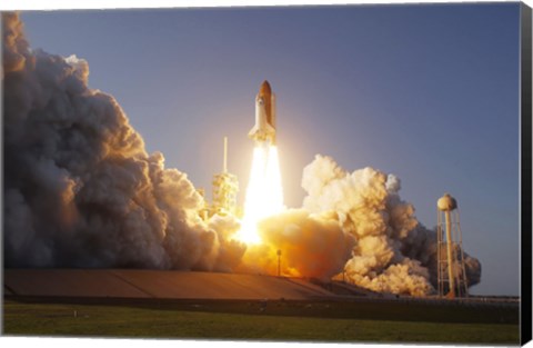 Framed Space Shuttle Discovery lifts off from its Launch Pad at Kennedy Space Center, Florida Print