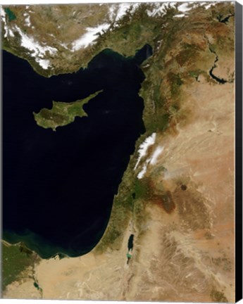 Framed Satellite View of Snow in Lebanon Print