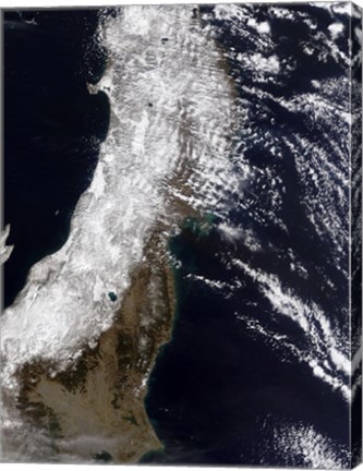 Framed Satellite View of Northeast Japan Print