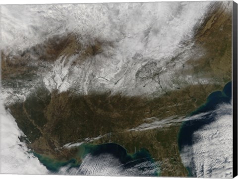 Framed Snow Cover Stretching from Northeastern Texas to the Carolinas Print