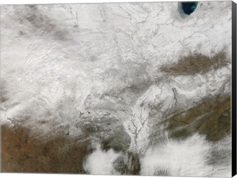 Framed Satellite View of a Severe Winter Storm over the Midwestern United States Print