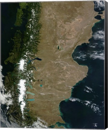 Framed Satellite View of the Patagonia Region in South America Print