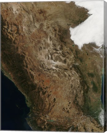 Framed Satellite View of the Landscape of Central Mexico Print