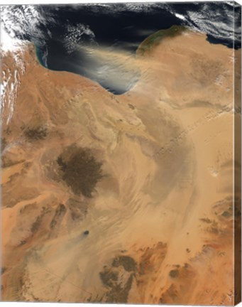 Framed Satellite View of a Dust Storm over Libya Print