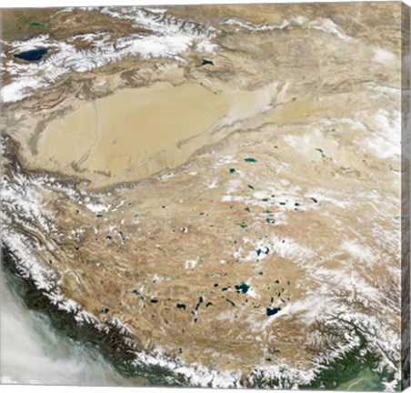 Framed Satellite View of the Tibetan Plateau Print