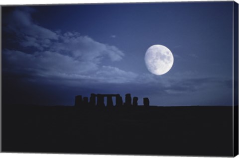 Framed Composite of the Moon over Stonehenge, Wiltshire, England Print