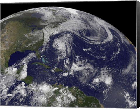 Framed Tropical Cyclones Katia, Lee, Maria and Nate in the Atlantic Ocean Print