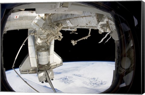 Framed docked Space Shuttle Discovery and Dextre Print