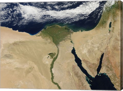 Framed Satellite view of Cairo, Egypt, and the Valley of the Nile River Print