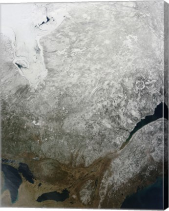 Framed Satellite view of Eastern Canada Print