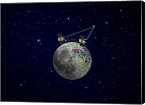 Framed Twin GRAIL Spacecraft map the Moon&#39;s Gravity Field Print