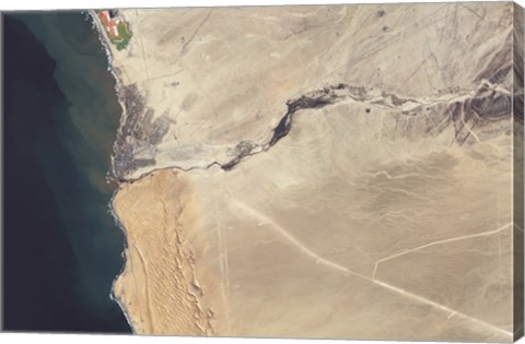 Framed Satellite Image of the Swakop River in the Western part of Namibia Print