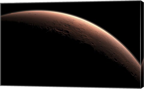 Framed Illustration Depicting Part of Mars at the Boundary between Darkness and Daylight Print