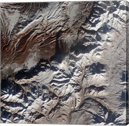 Framed Satellite Image of Russia&#39;s Kizimen Volcano Print
