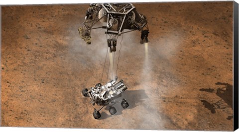 Framed Artist&#39;s Concept of NASA&#39;s Curiosity rover touching Down onto the Martian surface Print