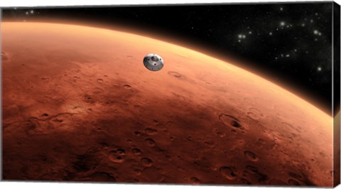 Framed Artist&#39;s concept of NASA&#39;s Mars Science Laboratory Spacecraft approaching Mars Print