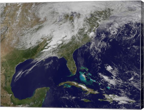 Framed Satellite Image Showing Severe Thunderstorms and Tornados in the Eastern United States Print