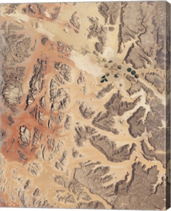 Framed Satellite View of Wadi Rum in Southwestern Jordan Print