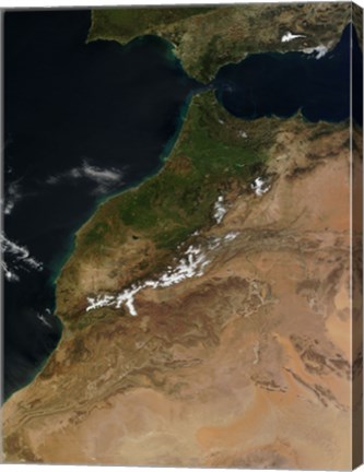 Framed Satellite view of Morocco Print