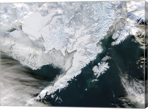 Framed Satellite view of Southwestern Alaska Print