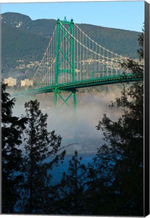 Framed British Columbia, Vancouver, Lion&#39;s Gate Bridge over Fog Print