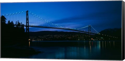 Framed Lions Gate bridge at night, Burrard Inlet, Vancouver, British Columbia Print