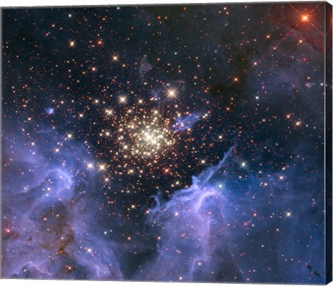 Framed Starburst Cluster Shows Celestial Fireworks Print