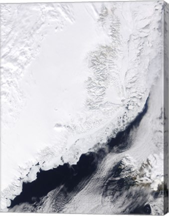 Framed Various types of Sea Ice Congregate along the East Coast of Greenland Print