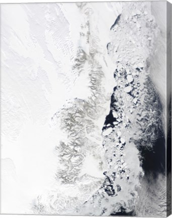 Framed Satellite view of the Eastern Coast of Greenland Print