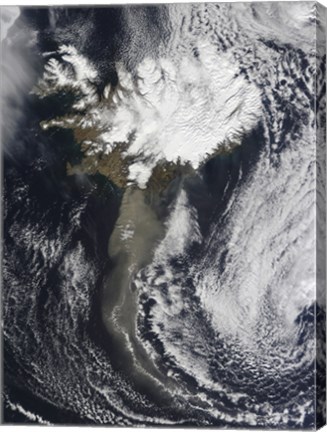 Framed Cloud of Ash from Iceland&#39;s Eyjafjallajokull Volcano Extends over the Ocean Print