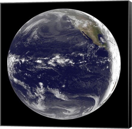 Framed Satellite view of Earth Centered Over the Pacific Ocean Print