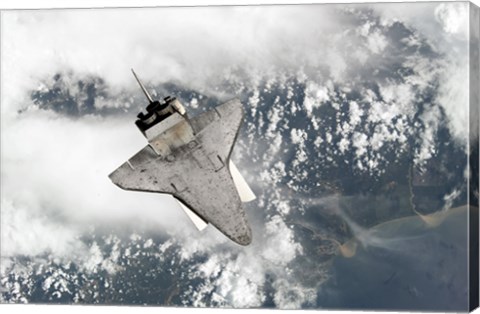 Framed Underside of Space Shuttle Discovery as the Shuttle approaches the International Space Station Print