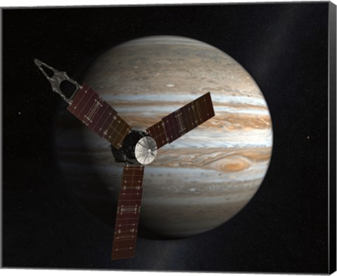 Framed Artist&#39;s Concept of the Juno Spacecraft in Orbit around Jupiter Print