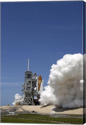 Framed Exhaust Plume Forms around the Base of Launch Pad 39A as Space Shuttle Atlantis Lifts off on the STS-132 Mission Print