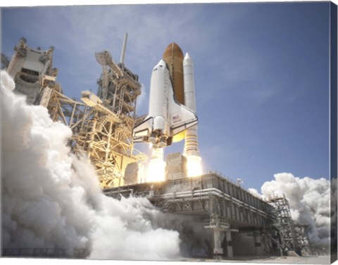 Framed Exhaust Plume Forms Under the Mobile Launcher Platform Print