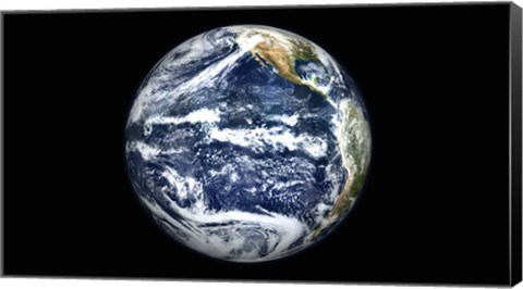 Framed View of Full Earth Centered over the Pacific Ocean Print