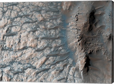 Framed Part of the Floor of a Large Impact Crater in the Southern Highlands on Mars Print