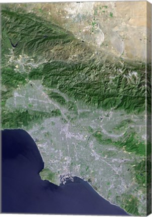 Framed Satellite view of Los Angeles, California and Surrounding Area Print