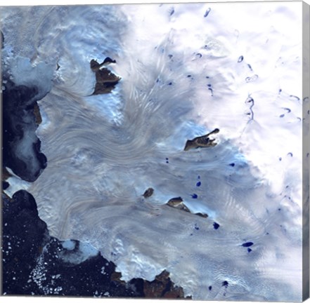 Framed Small Field of Glaciers Surrounds Baffin Bay along Greenland&#39;s Western Coast Print